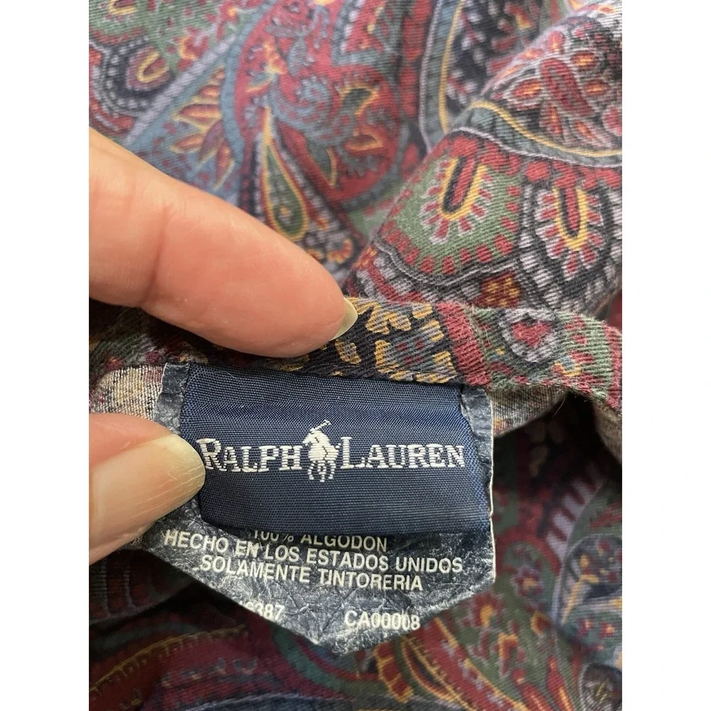 Vtg  Ralph‎ Lauren Farleigh Ruffled Paisely Euro Square Sham  24